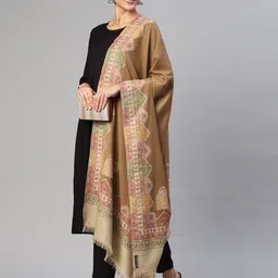 WEAVERS VILLA Women Beige colored Woollen Shawl-image-69