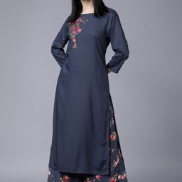 Vishudh Women Blue Floral Printed Regular Kurta with Palazzos-53