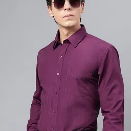 Hancock Men Purple Slim Fit Solid Formal Shirt-image-83
