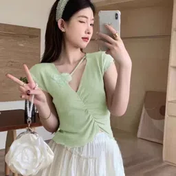 StyleCast V-Neck Solid Top-image-95