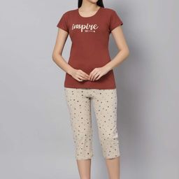 DZZO Typography Printed T-Shirt With Pyjamas-image-40