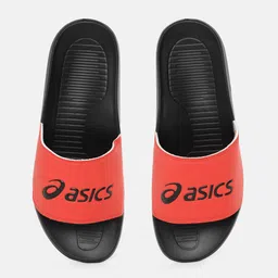 ASICS Unisex Coral Orange & Black Brand Logo Print Sliders-image-44