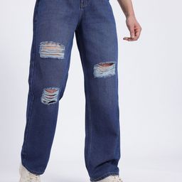 glitchez Men Mid-Rise Low Distress Loose Fit Jeans-picture-6