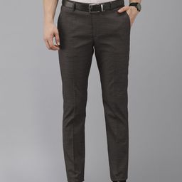 Arrow Men Dark Grey Self Design Textured Mid-Rise Tailored Fit Formal Trousers-image-29