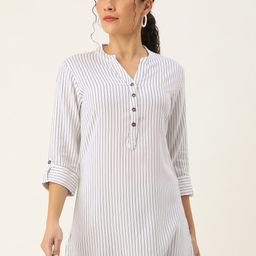 AMUKTI Striped Mandarin Collar Tunic-image-25
