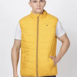 t-base Men Yellow Solid Lightweight Padded Jacket-image-16