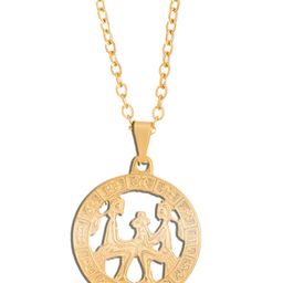 Moon Dust Gold-Plated Gemini Zodiac Sun Sign-Shaped Pendant With Chain-image-3