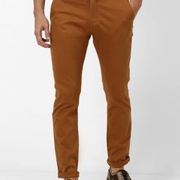 Celio Men Brown Slim Fit Solid Regular Sustainable Trousers-40