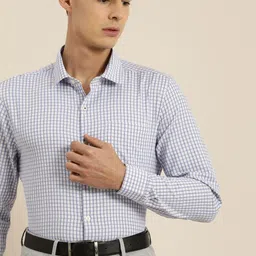 INVICTUS Men Easy Care White & Blue  Checked Formal Shirt-image-91
