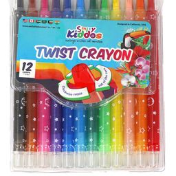 Smily Kiddos Kids Set of 12 Multicoloured Twist Crayons-5