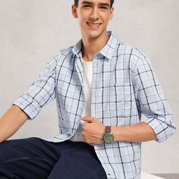 Nautica Men Premium Slim Fit Checked Pure Cotton Casual Shirt-image-119