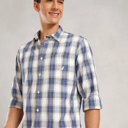 Nautica Men Premium Slim Fit Tartan Checks Pure Cotton Casual Shirt-picture-36