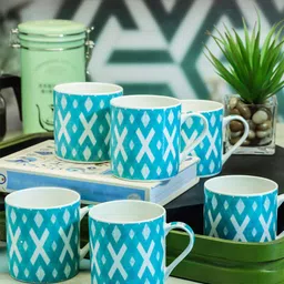 GOODHOMES White Set of 6 China Tea & Coffee Mugs-58