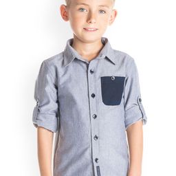 Cherry Crumble Boys Grey Classic Regular Fit Self Design Casual Shirt-image-54