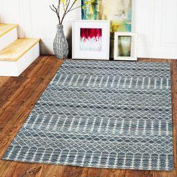 Status Teal-Blue & White 3D Printed Anti-Skid Carpet-61