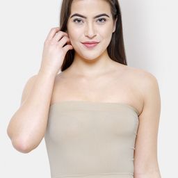 FashionRack Women Beige Solid Strapless Camisole 4018-image-9