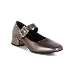 London Rag Grey Diamante Brooch Metallic Mary Jane Pump Heels-picture-20