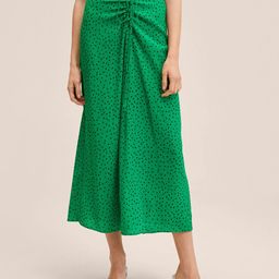 MANGO Women Green & Black Polka Dots Pleated Flared Skirt-image-8