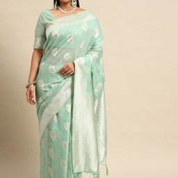 Sztori Ethnic Motifs Zari Linen Blend Banarasi Saree-picture-23