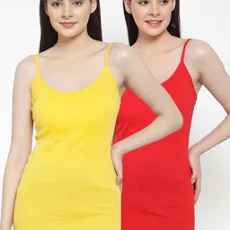Friskers Women Pack Of 2 Solid Long Camisoles-image-66