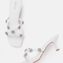 AXIUM Women Embellished Party Kitten Sandals-30