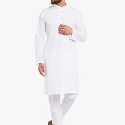 SOJANYA Men White Embroidered Straight Kurta-picture-36