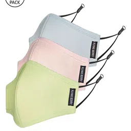 FLYING BERRY Unisex Pack Of 3 Solid 3-Ply Reusable Anti Pollution Linen N95 Masks-image-16
