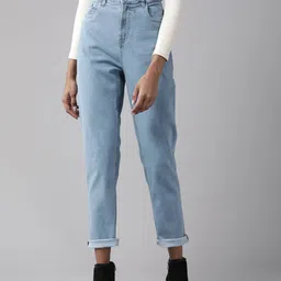The Roadster Lifestyle Co Women Blue Straight Fit High-Rise Stretchable Jeans-picture-39