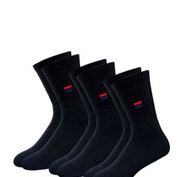 NAVYSPORT Men Pack of 3 Black Solid Calf-Length Cushioned Socks-17