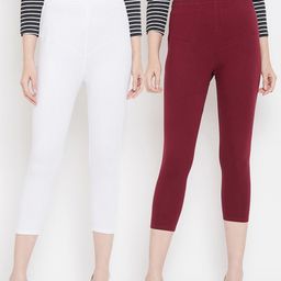 Tulsattva Women Pack Of 2 Solid Three-Fourth Length Leggings-picture-13