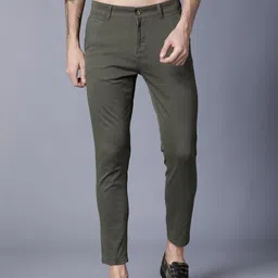 HIGHLANDER Men Olive Green Tapered Fit Chinos-picture-9