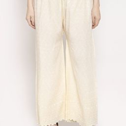 Clora Creation Women Cream-Coloured Embroidered Flared Palazzos-picture-15