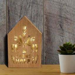 Chumbak Brown & Black Choose Happy Printed Table Decor With Led Light-image-38