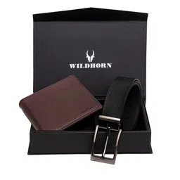 WildHorn Men Brown & Black RFID Protected Genuine Leather Accessory Gift Set-image-92