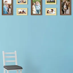 Art Street Set Of 7 Brown & Biege Solid Individual Wall Photo Frames-2