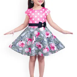 Wish Karo Girls Pink Printed Fit and Flare Dress-picture-43