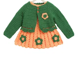 CHUTPUT Girls Orange Self Design Sweater Dress-image-21