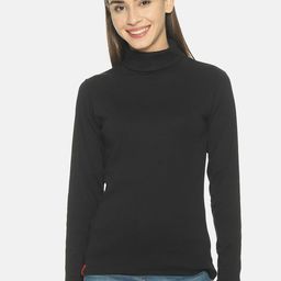 FEMEA Women Black Solid Turtle Neck Pure Cotton Top-image-68