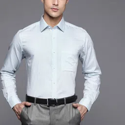 Raymond Men Blue Pure Cotton Slim Fit Checked Formal Shirt-image-16