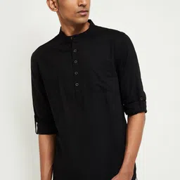 max Men Black Regular Fit Solid Casual Shirt-image-82