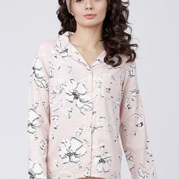 Tokyo Talkies Women Peach-Coloured & White Floral Printed Lounge Shirt-picture-18