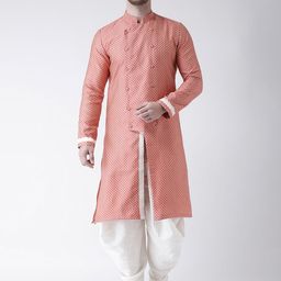 DEYANN Men Pink Woven Design Straight Kurta-picture-50
