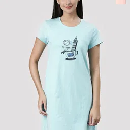 Pepe Jeans Pack of 2 Blue Printed Pure Cotton Nightdress-image-24