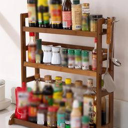 HOKIPO Brown Bamboo Storage Rack for Kitchen-25