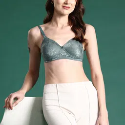 DressBerry Floral Bra - Full Coverage Heavily Padded 1176-Green-23