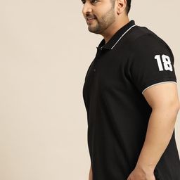 Sztori Plus Size Men Black Solid Polo Collar T-shirt-image-23