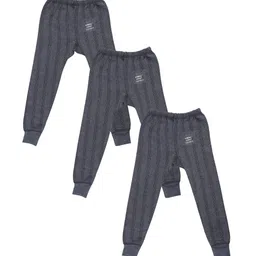 VIMAL JONNEY Unisex Kids Pack of 3 Grey Striped Thermal Bottoms-image-6