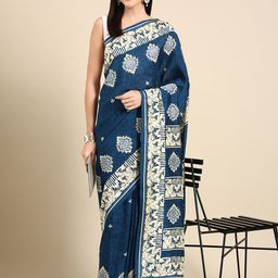 HERE&NOW Ethnic Motifs Printed Silk Blend Saree-image-35