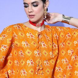 Indo Era Stylish Orange Cotton New Age Kaftan Kurta-image-23