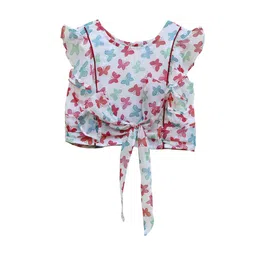 My Little Lambs White Printed Chiffon Top-image-45